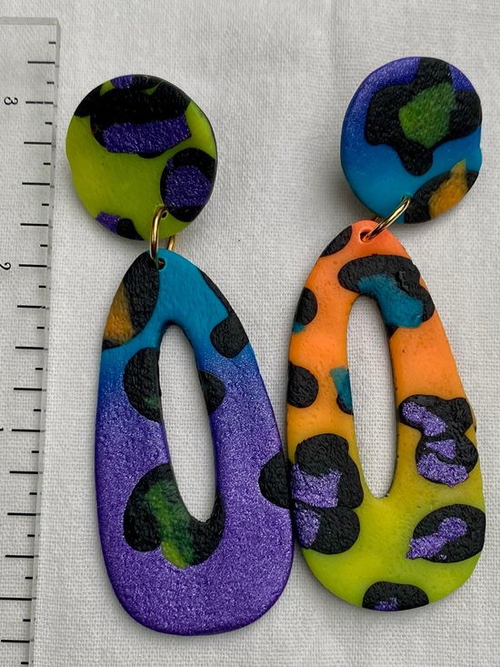 Jewelry - Colorful Neon Leopard Drop Earrings